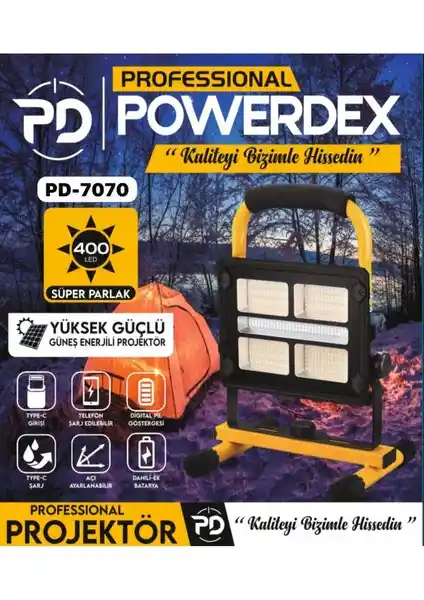 Powerdex PD-7070 Pro Güneş Enerjili Yüksek Güçlü Taşınabilir Projektör Özellikleri ve Kullanım Alanları