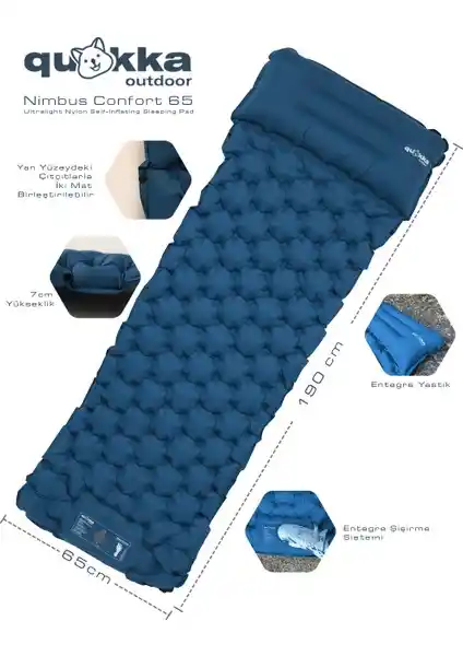Quokka Outdoor Nimbus Comfort 65 Şişme Kamp Matı ile Doğada Konforlu Uyku Deneyimi