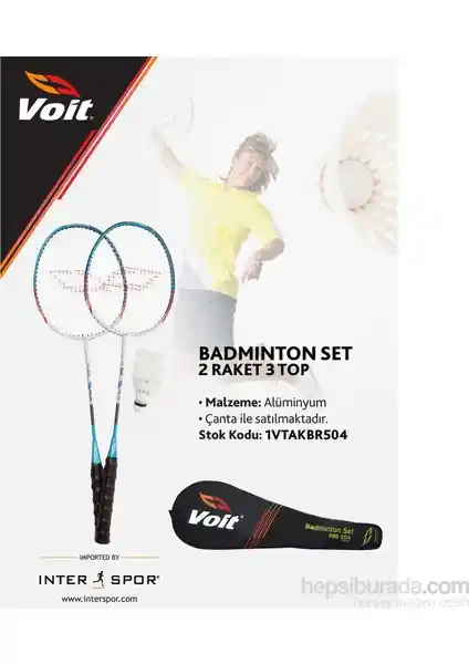 Voit Pro-504 3 Top 2 Raket Badminton Seti - Dayanıklı ve Hafif Spor Ekipmanı