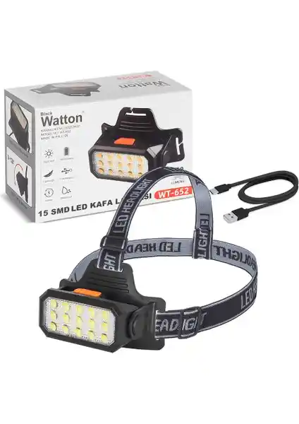 Watton 15 LED'li Şarjlı Kafa Lambası Güçlü ve Kullanışlı Tasarım ile Çok Yönlü Kullanım