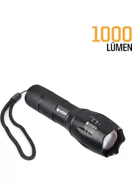YDS Taktik El Feneri Siyah Güçlü ve Dayanıklı Profesyonel Aydınlatma Çözümü