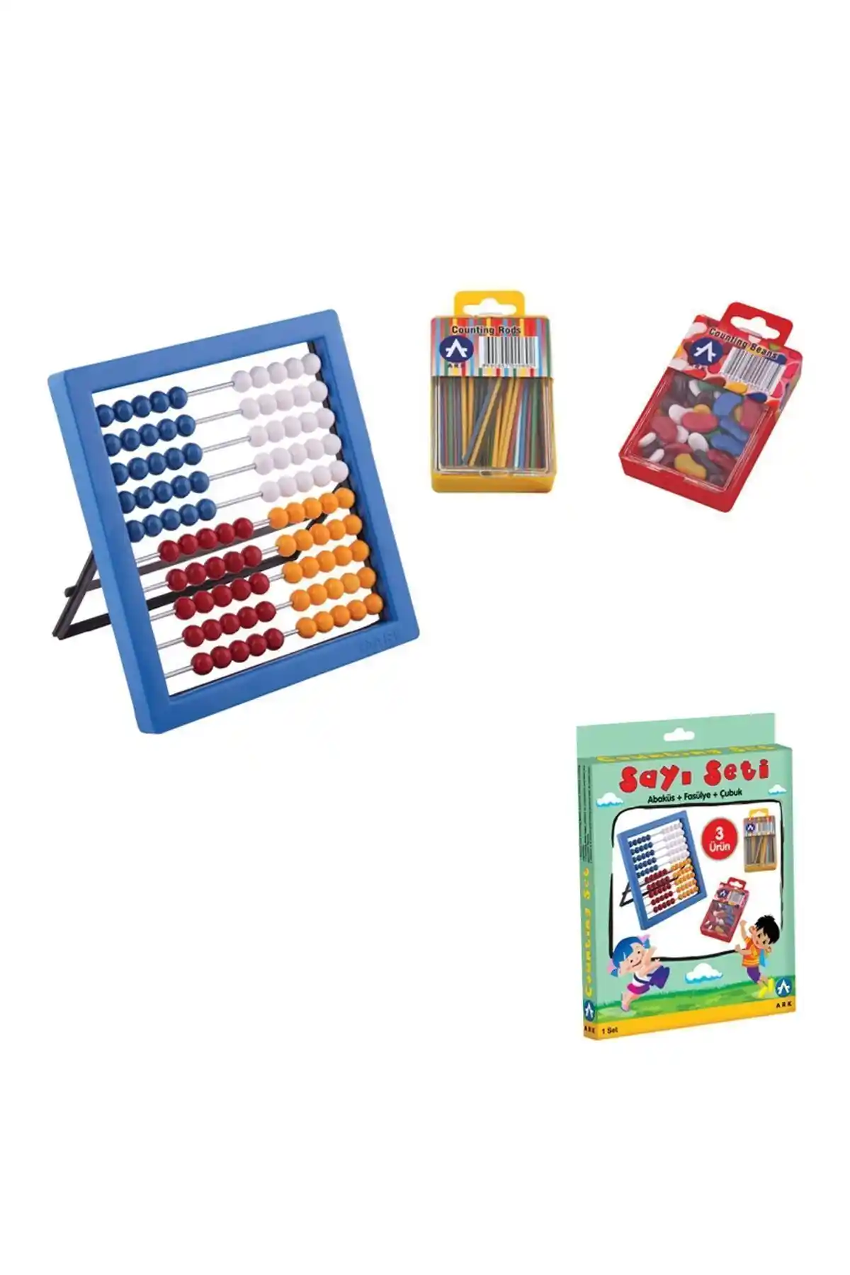 Ark Sayı Setı Abaküs ve Sayı Çubukları ile Temel Matematik Öğrenme Aracı