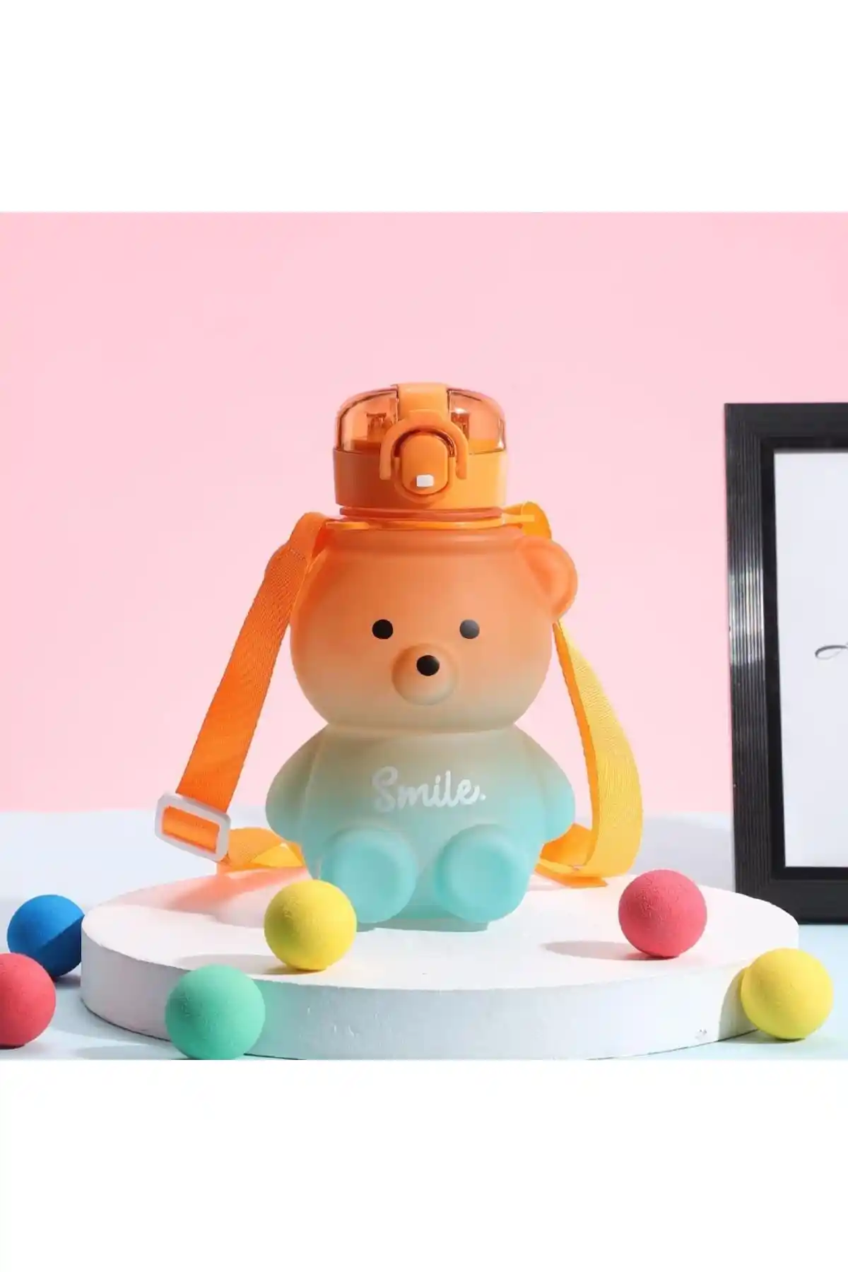 BEYZANA Smile Ayıcık Model Su Matarası Çocuklar İçin Güvenilir ve Pratik Tasarım