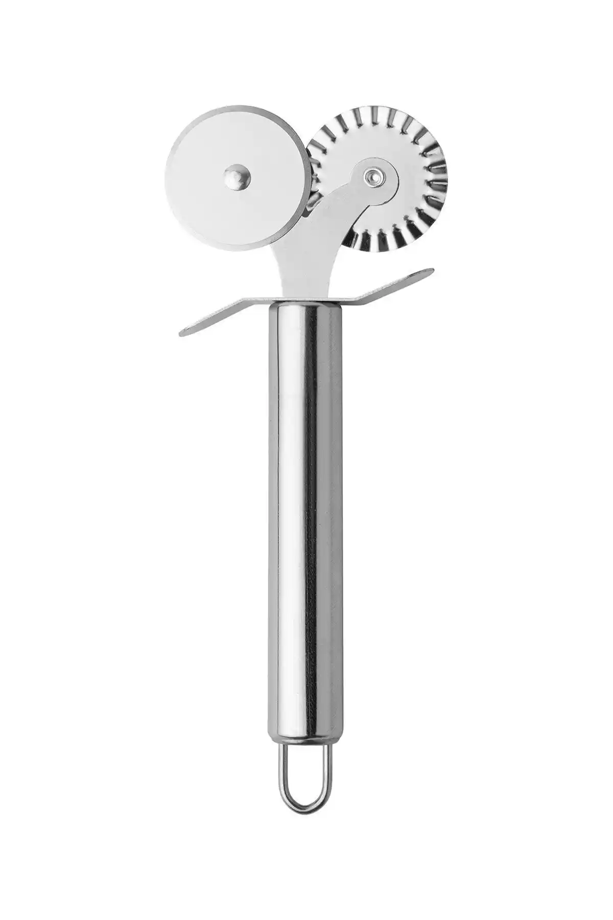 Çift Başlıklı Paslanmaz Çelik Pizza ve Hamur Kesici - Dayanıklı ve Güvenli Mutfak Aracı