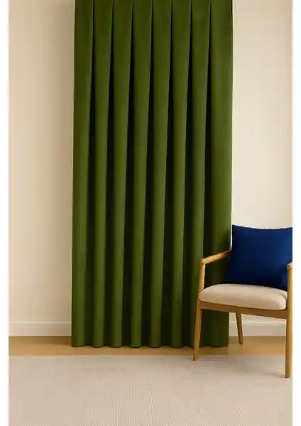 Cortibo Barcelona Kadife Dokulu Haki Fon Perde Modern ve Dayanıklı Tasarım