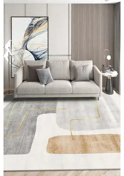 Decomia Home Dijital Kaymaz Yıkanabilir Gri Bej Salon Halısı Özellikleri ve Kullanım Avantajları