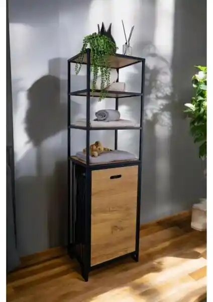 Digithome Metal Kirli Sepetli 4 Raflı Çok Amaçlı Banyo Düzenleyici Raf Organizer