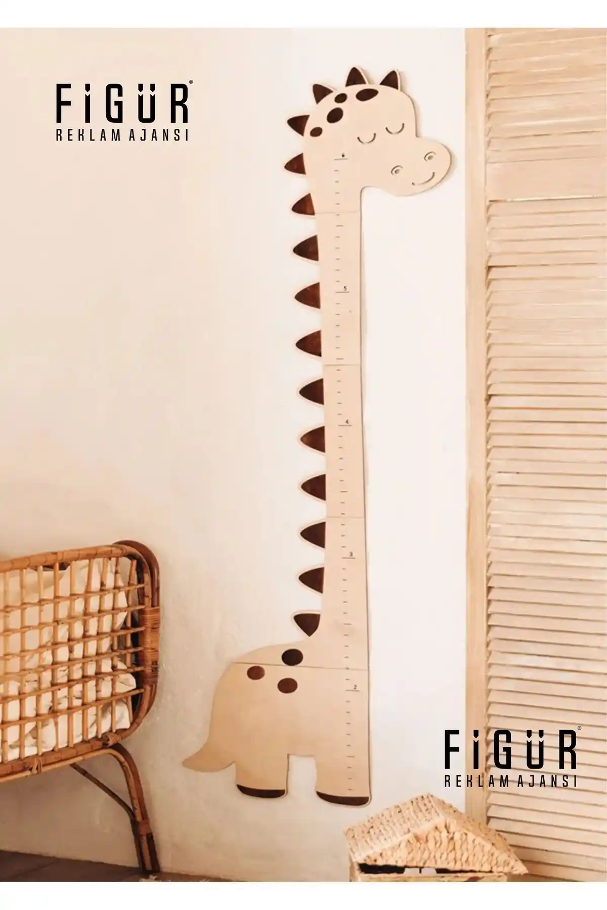 Doğa Temalı Ahşap Çocuk Boy Grafiği ve Duvar Ölçer Dekorasyonu