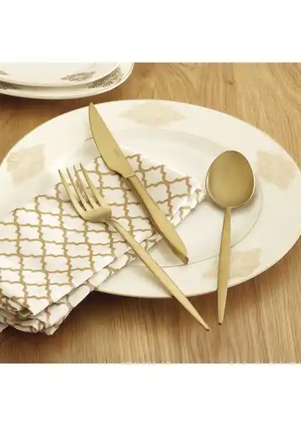 Emsan Ay Işığı 18 Parça Mat Gold Yemek Takımı Modern ve Dayanıklı Tasarım