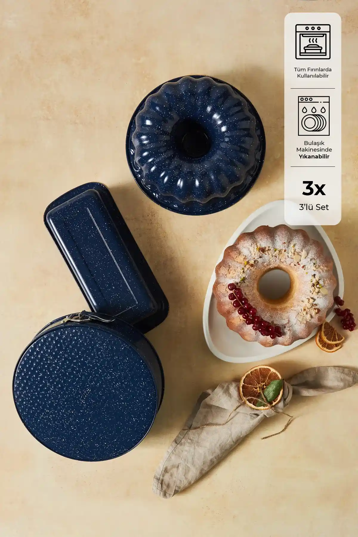 Emsan Wellbake 3'lü Kek Kalıbı Takımı: Dayanıklı ve Estetik Mutfak Gereçleri