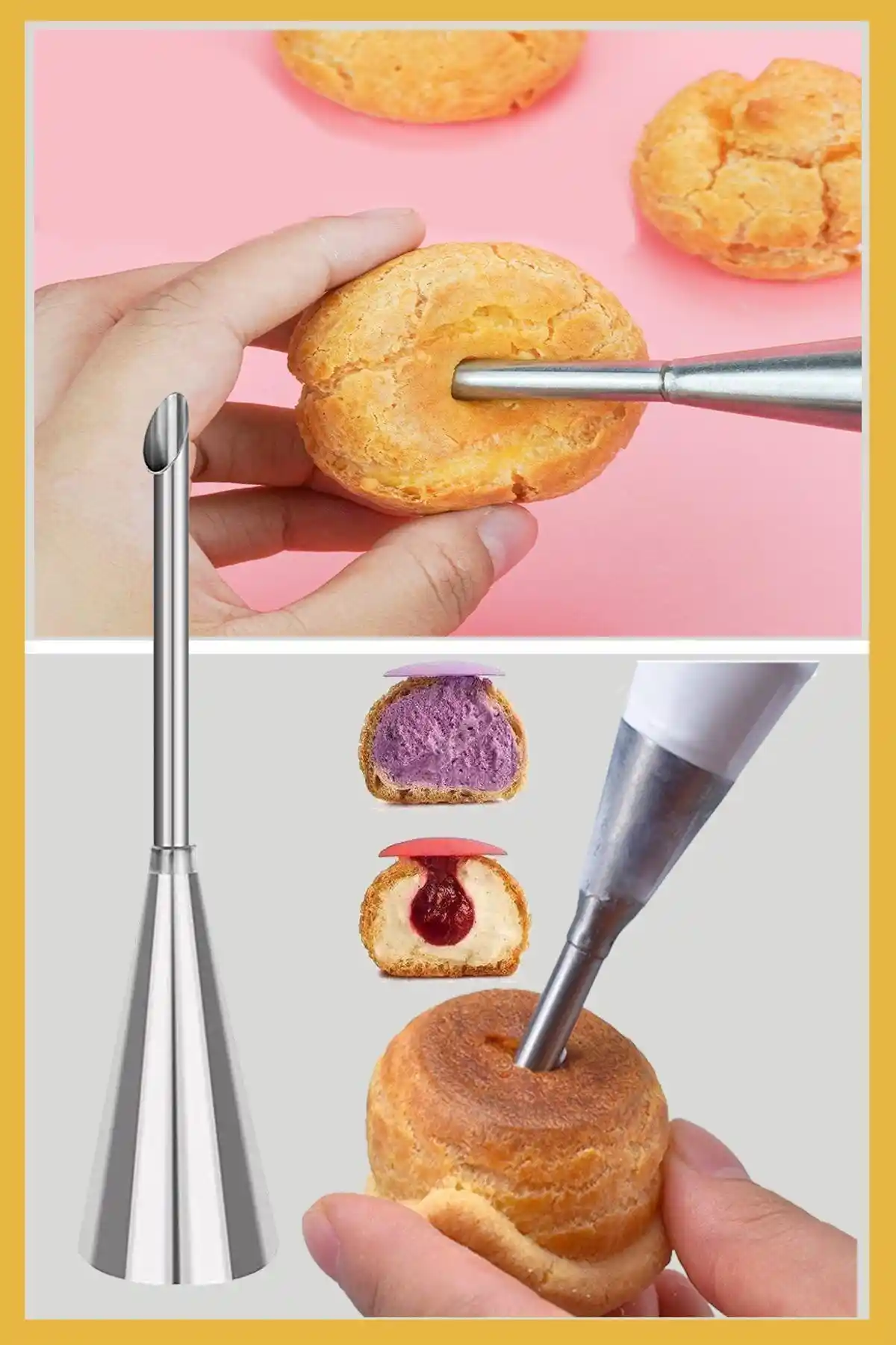 ENJOYPEPERON Paslanmaz Çelik Krema Sıkma Ucu ve Şanti Torbası Seti Profesyonel Kullanım