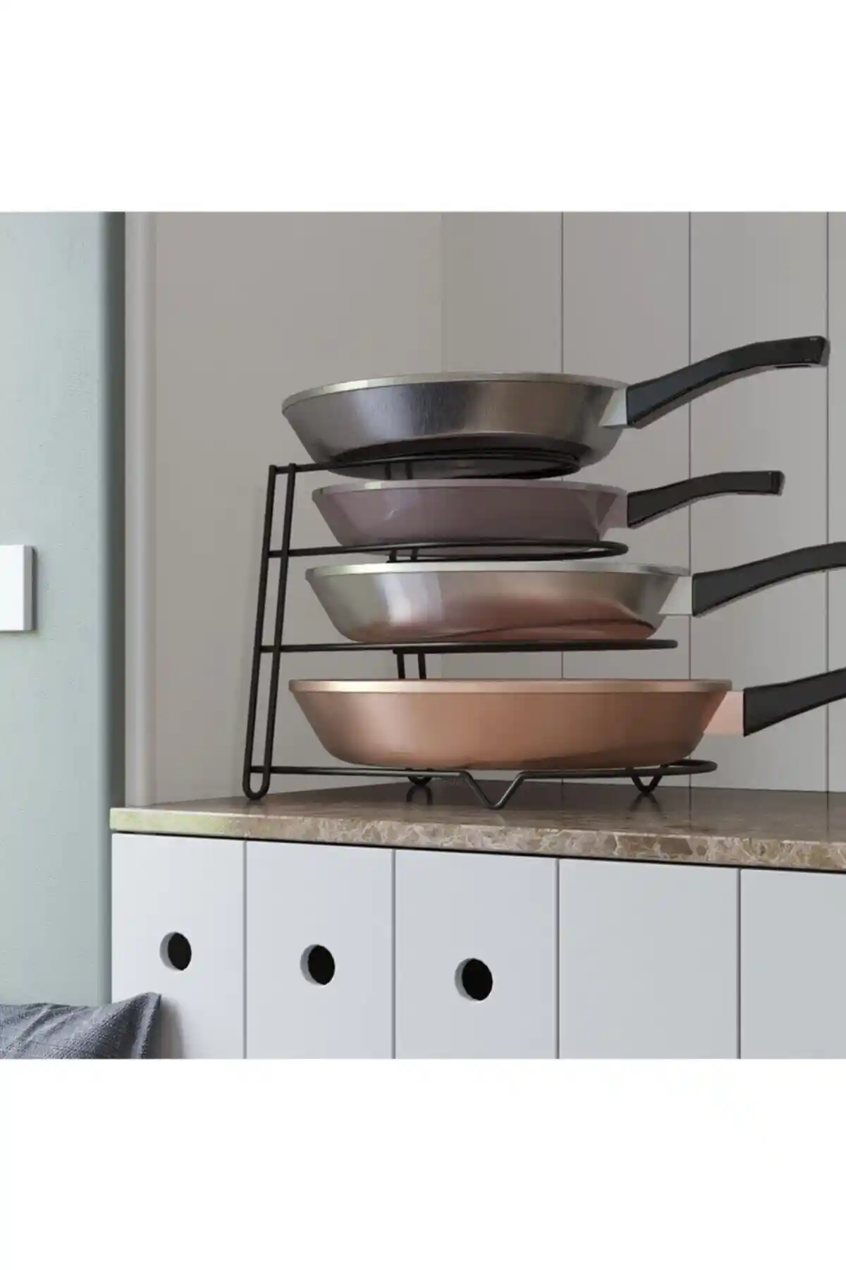 Genel Markalar 4 Katlı Metal Tava Rafı ile Mutfak Düzeninizi Optimize Edin