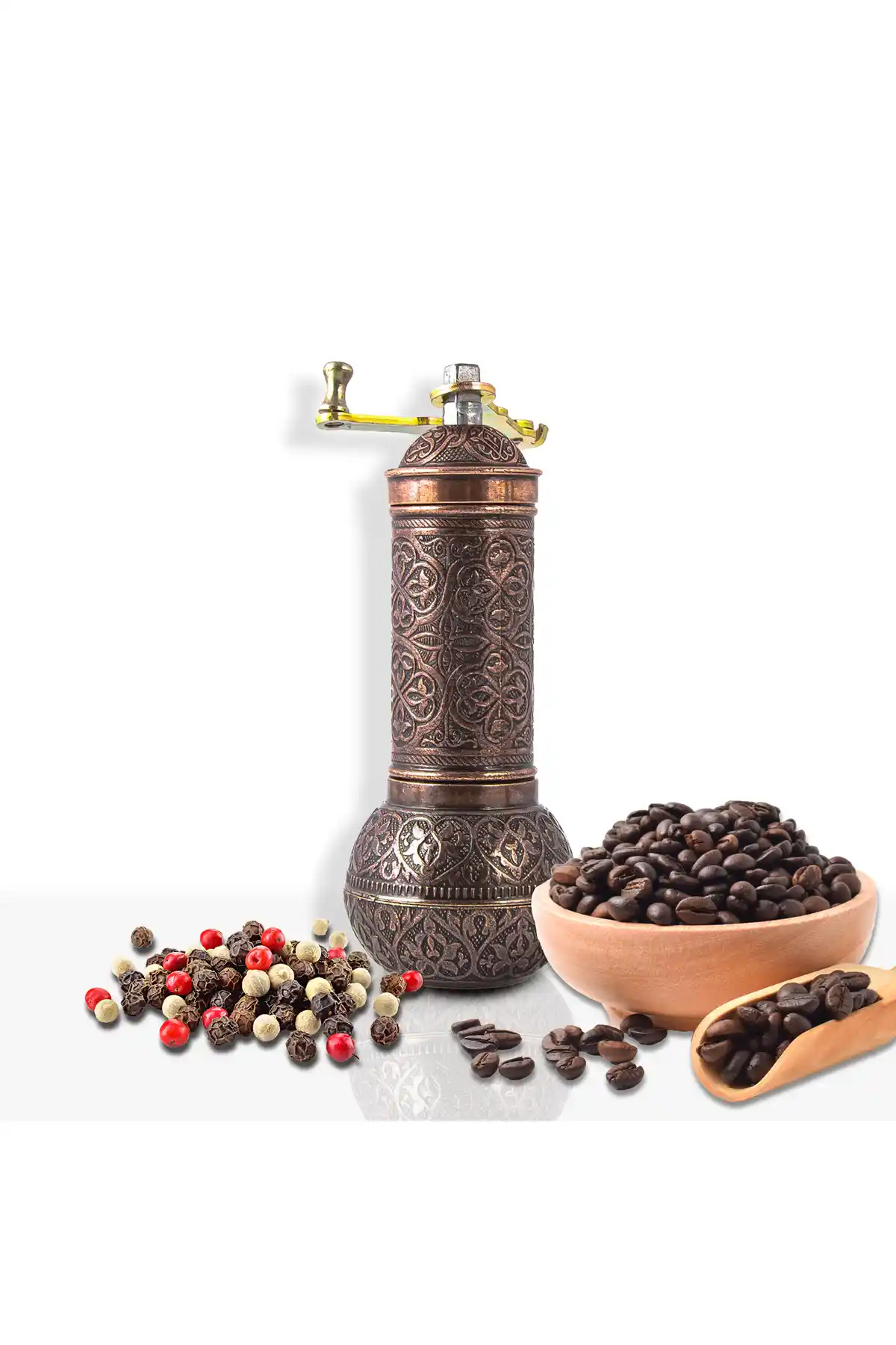 Glios Bakır Renk Zamak Karabiber ve Kahve Öğütücü 18 cm dayanıklı ve şık tasarım