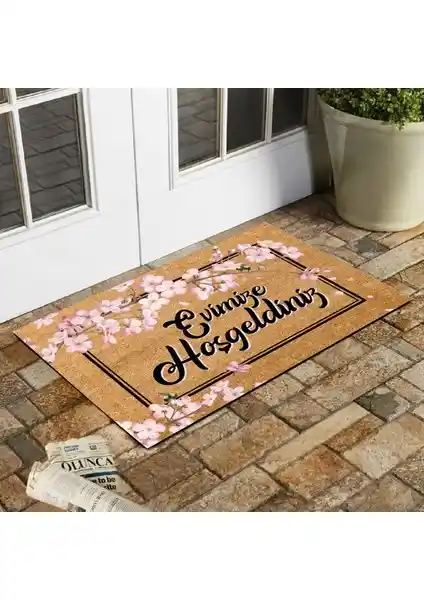 Japon Kiraz Çiçeği Desenli Kapı Önü Paspası Estetik ve Dayanıklı Tasarım
