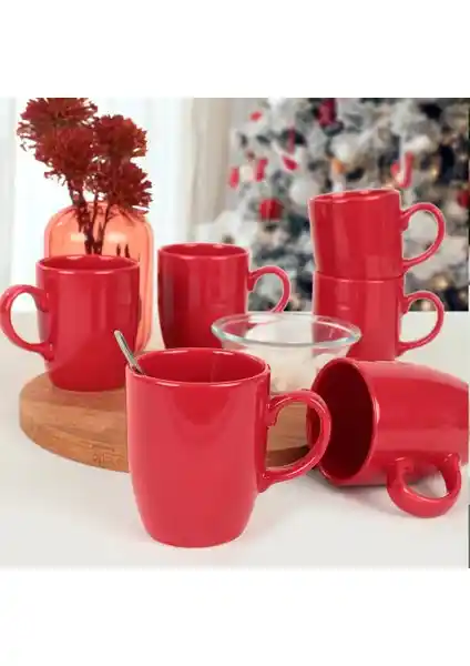 Keramika Yılbaşı Kırmızı Bulut Kupa Seti: Estetik ve Fonksiyonellik Bir Arada