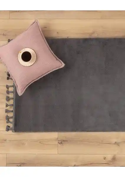Madame Coco Carol Saçaklı Halı Antrasit Renkli Modern ve Dayanıklı Tasarım