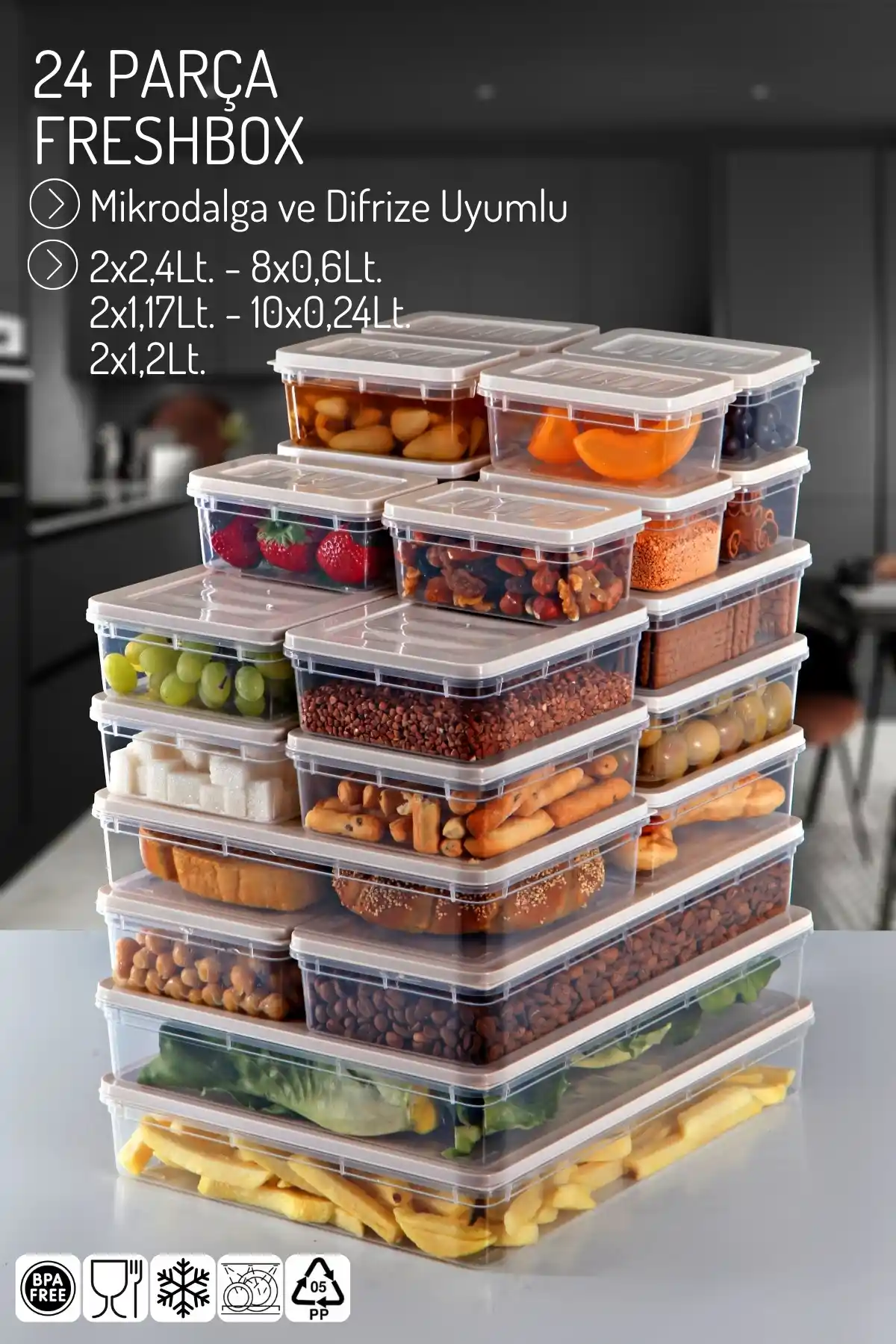 Nandy Home Freshbox 24 Parçalık Saklama Seti Mikrodalga ve Dondurucu Uyumlu