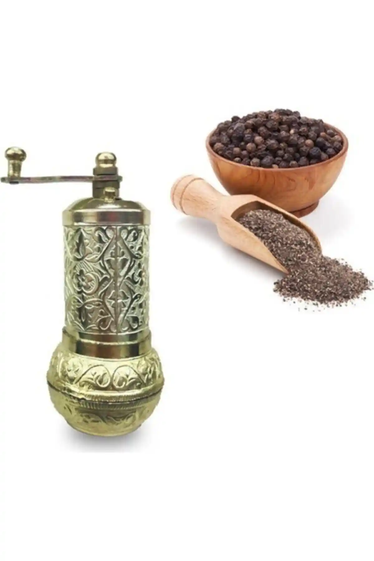 Osmanlı Motifli El Yapımı Sarı Renkli Baharat Değirmeni Modern ve Şık Tasarım