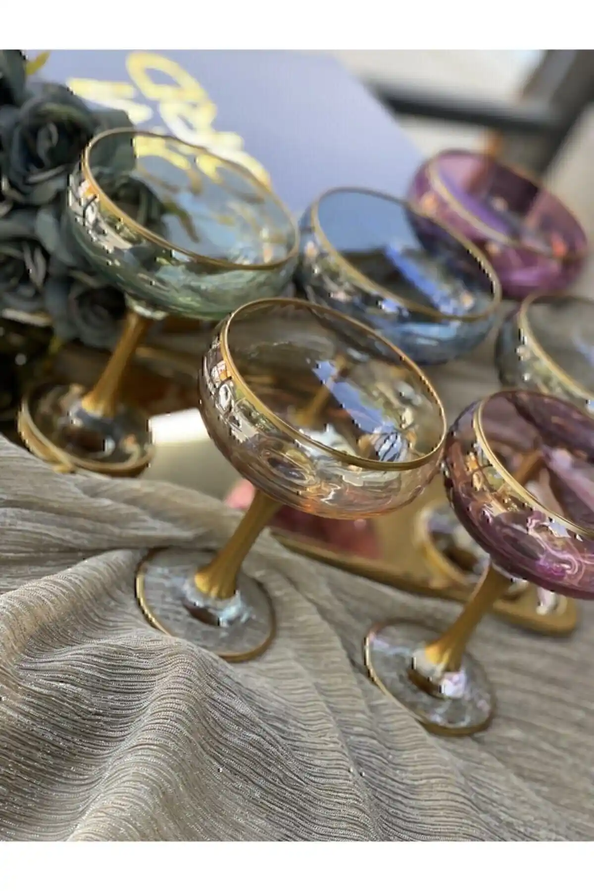 Paşabahçe Magnolia Bistro Cam Dondurma Kasesi Seti 6 Renkli Dayanıklı ve Estetik Tasarım