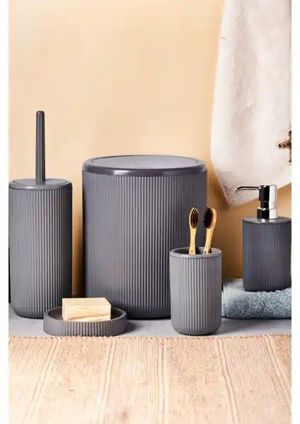 Perotti Marlon-Dante 5 Parça Gri Banyo Seti Fonksiyonellik ve Estetiği Birleştirir