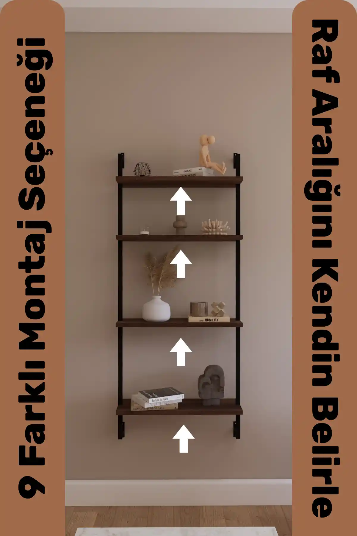 Phobia Modüler Model 4 Raflı Duvara Monte Kitaplık: Estetik ve Fonksiyonellik Bir Arada