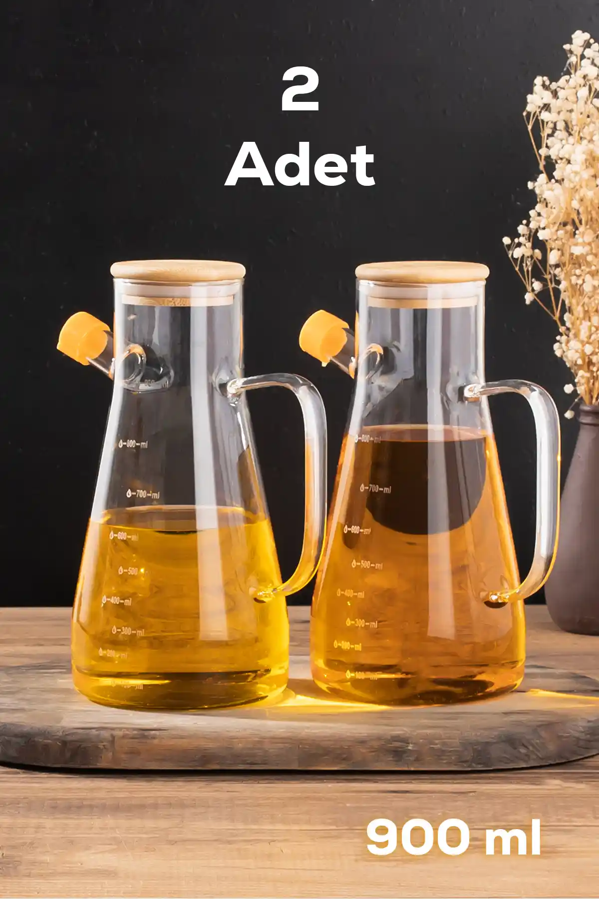 Porsima 2'li Sıvıyağ ve Zeytinyağı Şişesi Seti Estetik ve Dayanıklı Tasarım Özellikleri