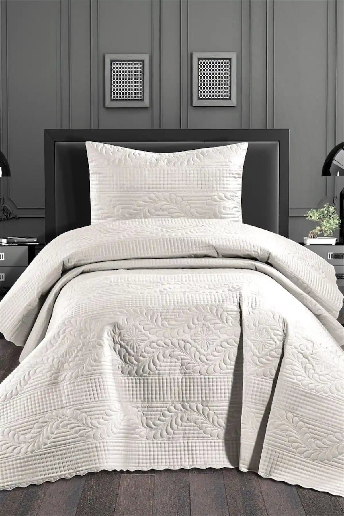 Rey’s Home Kapitoneli Tek Kişilik Yatak Örtüsü Ekru Modern Tasarım ve Kullanım Özellikleri