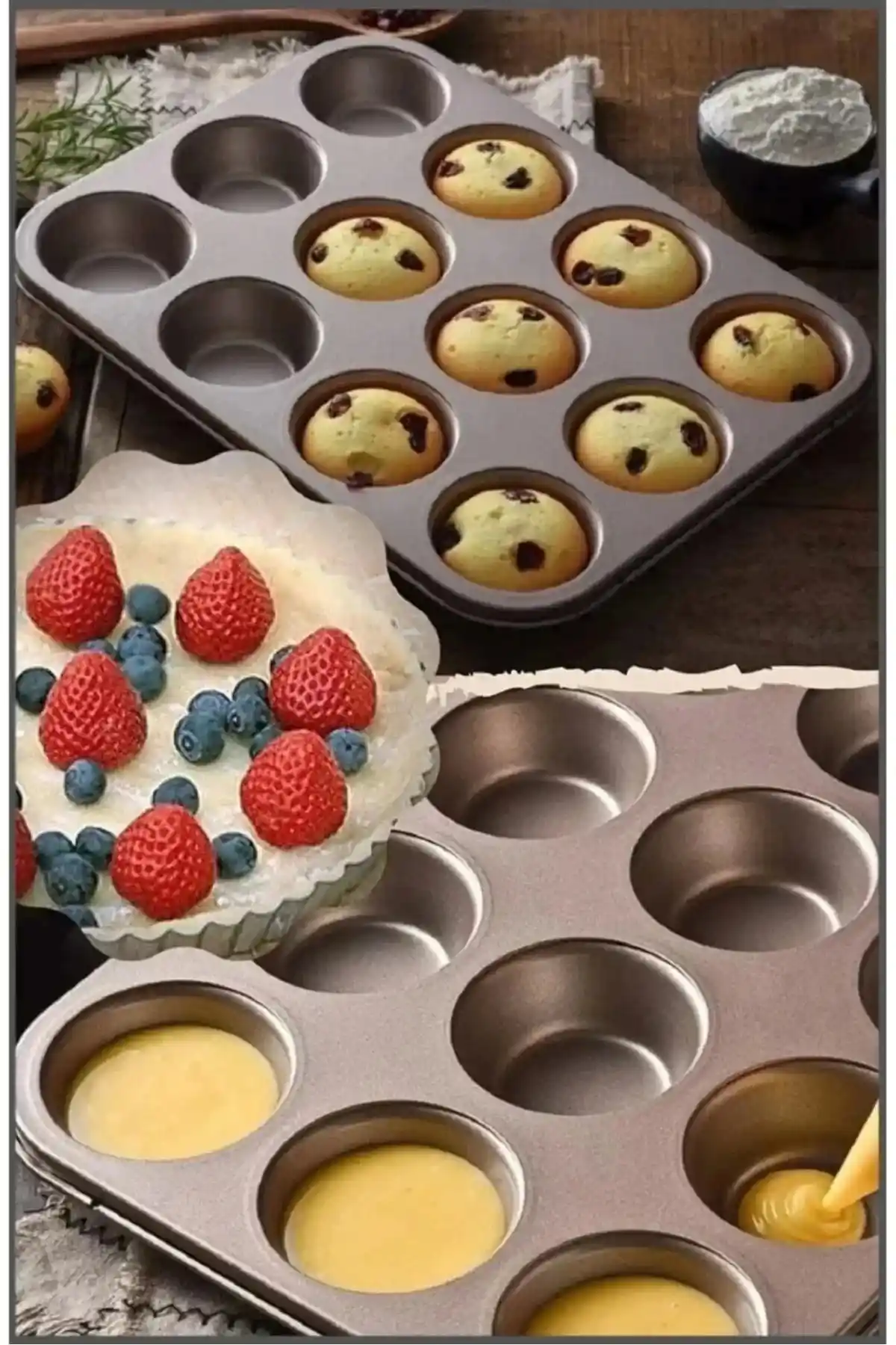 Rosemor 12'li Kapsül Muffin Kalıbı: Dayanıklı ve Pratik Pişirme Aracı