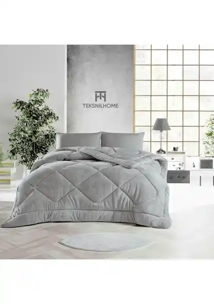 Teksnil Home Çift Kişilik Gri Welsoft Yorgan: Konfor ve Estetiği Bir Arada Sunar