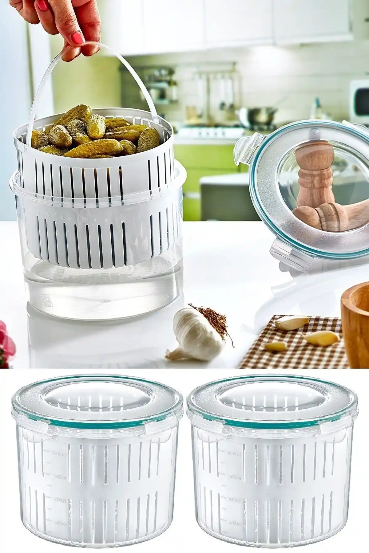 TEMMUZ HOME 2 Adet Büyük Boy Süzgeçli Turşuluk ve Saklama Kabı İncelemesi