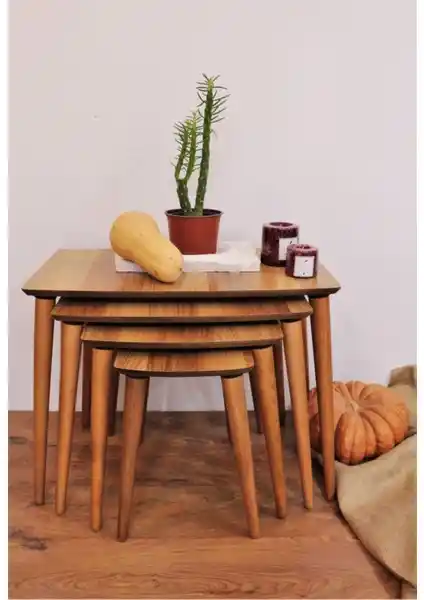 Turuncu Evim Lame 4'lü Zigon Sehpa Seti: Modern ve Dayanıklı Tasarım Özellikleri