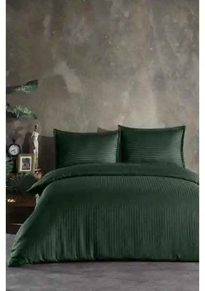 Varol Lastikli Saten Çizgili Çift Kişilik Nevresim Takımı Modern ve Şık Tasarımıyla Yatak Odalarına Uyum Sağlar