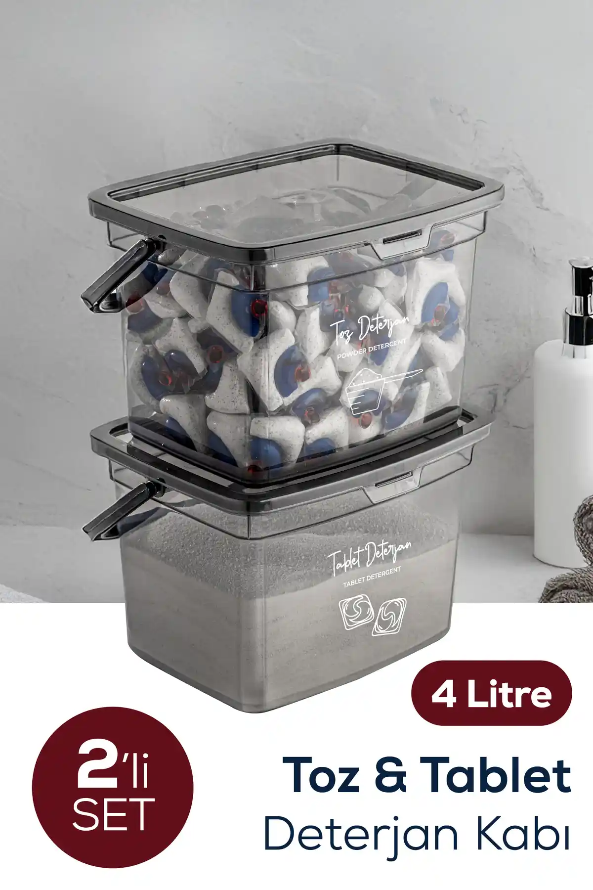 Vienev 2'li 4 Litre Beyaz Serigrafi Etiketli Deterjanlık Saklama Kutuları Detaylı İnceleme