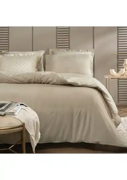 Yataş Bedding CharMe Arwin Kadife Saten Nevresim Takımı Vizon Renkli Modern Tasarım