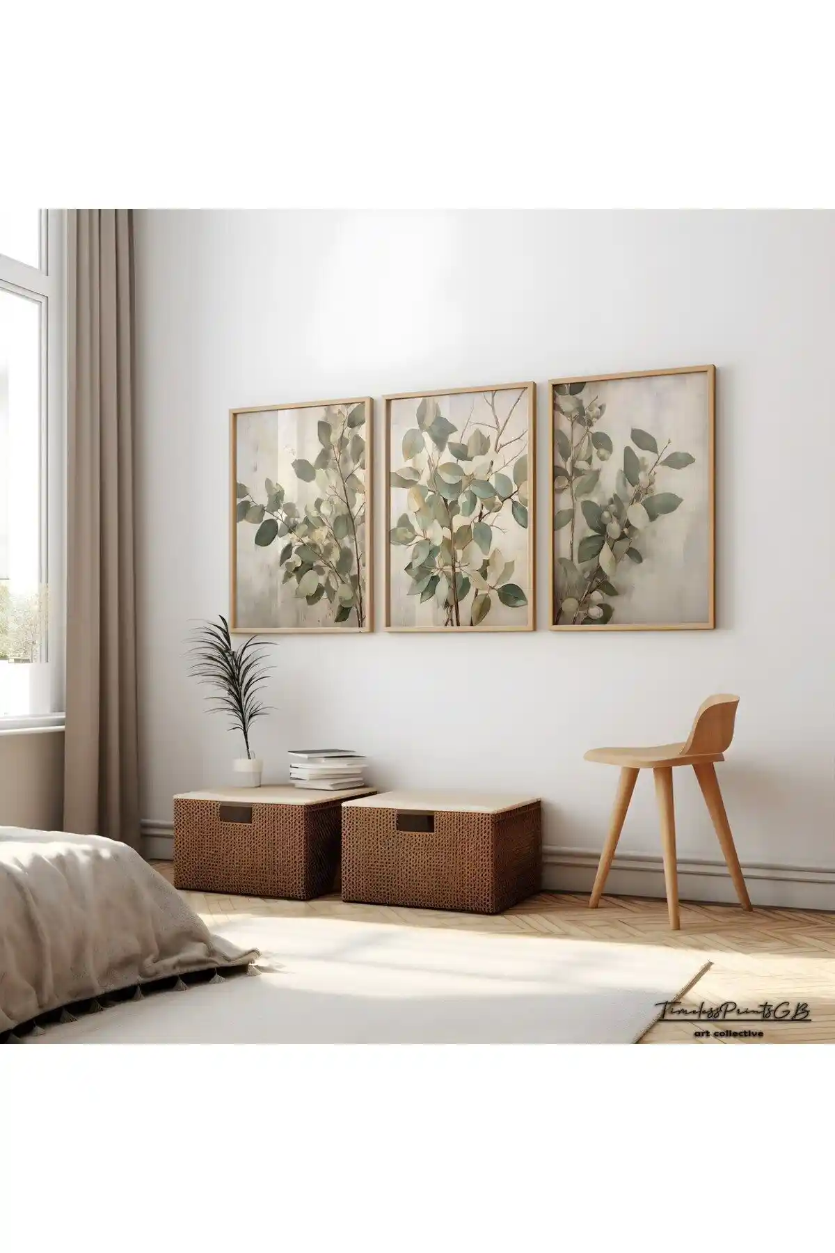 Ahşap 3'lü soyut dekoratif tablo seti doğal ve modern iç mekan tasarımları için uygun