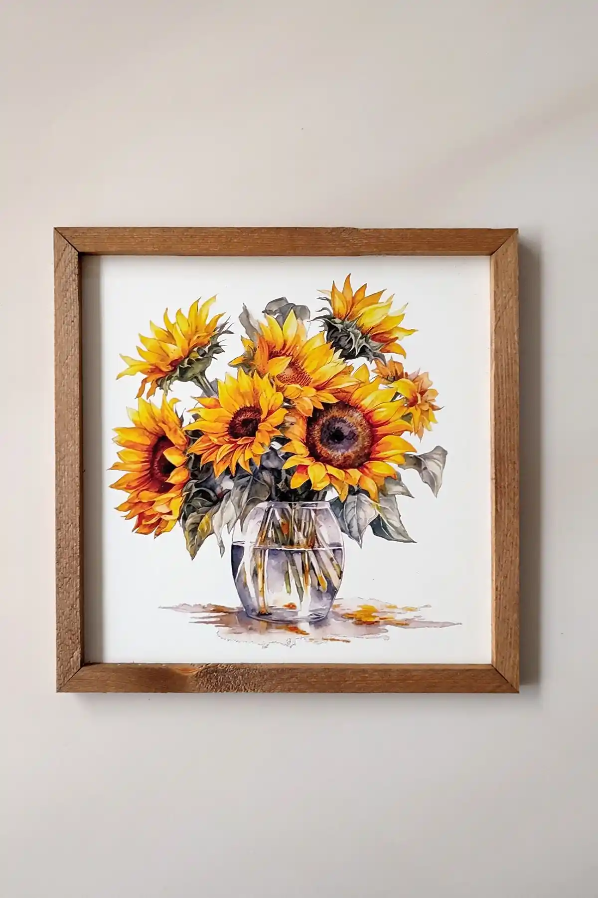 Ahşap Çerçeveli Ay Çekirdeği Çiçeği: Modern ve Estetik İç Dekorasyon İçin Sanatsal Tablo
