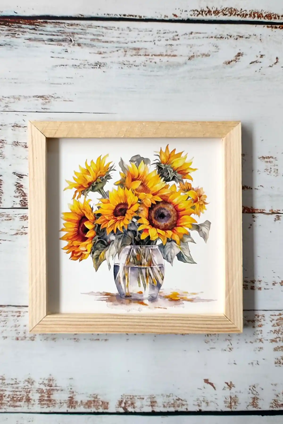 Ahşap Çerçeveli Ay Çekirdeği Çiçeği UV Baskılı MDF Tablo - Modern ve Doğal Dekorasyon Ürünü