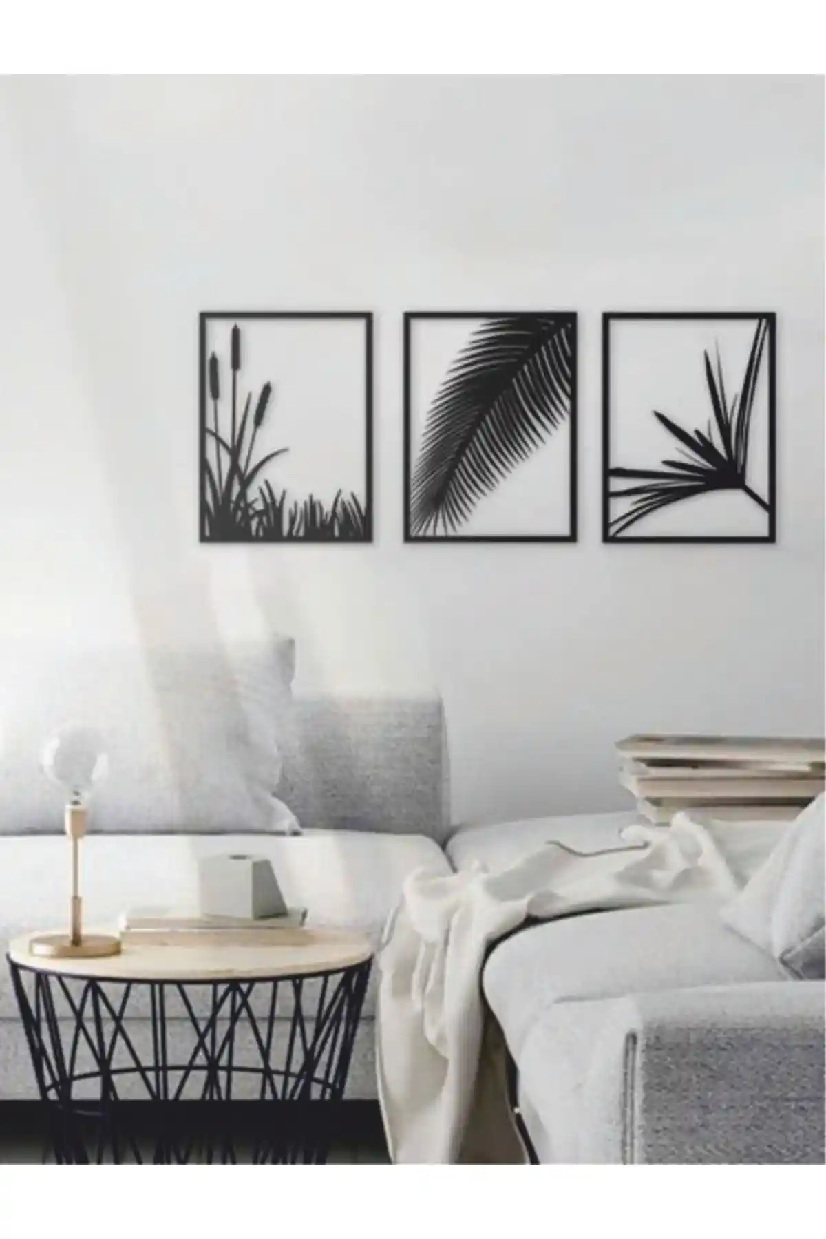 Ahşap Dekorasyon ile Şıklığı Yakalayan 3'lü MDF Palm Tablo – Modern ve Doğal Tasarım