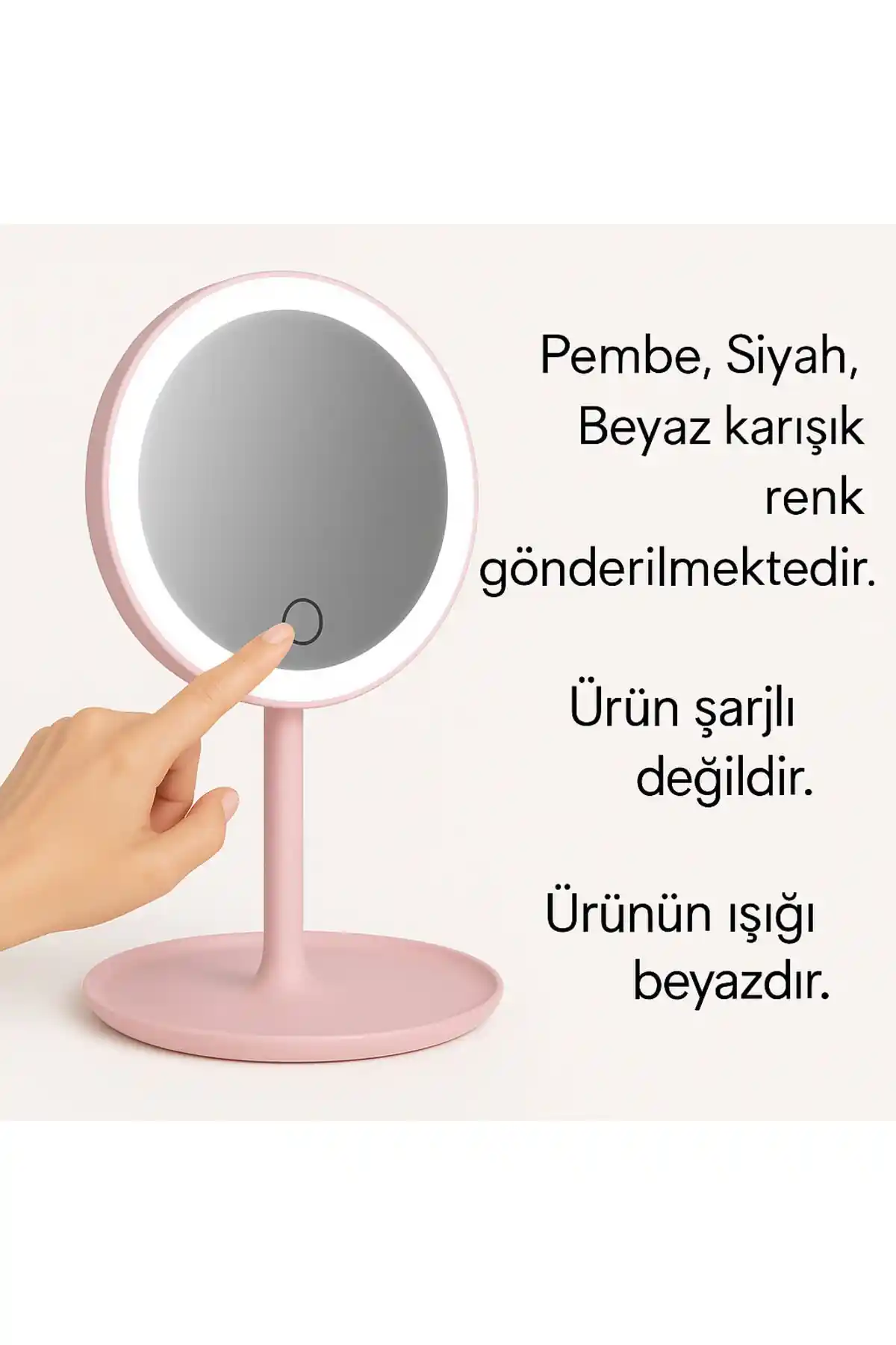 Ardinyo LED Dokunmatik USB Şarjlı Yuvarlak Makyaj Aynası Şık ve Fonksiyonel Tasarım