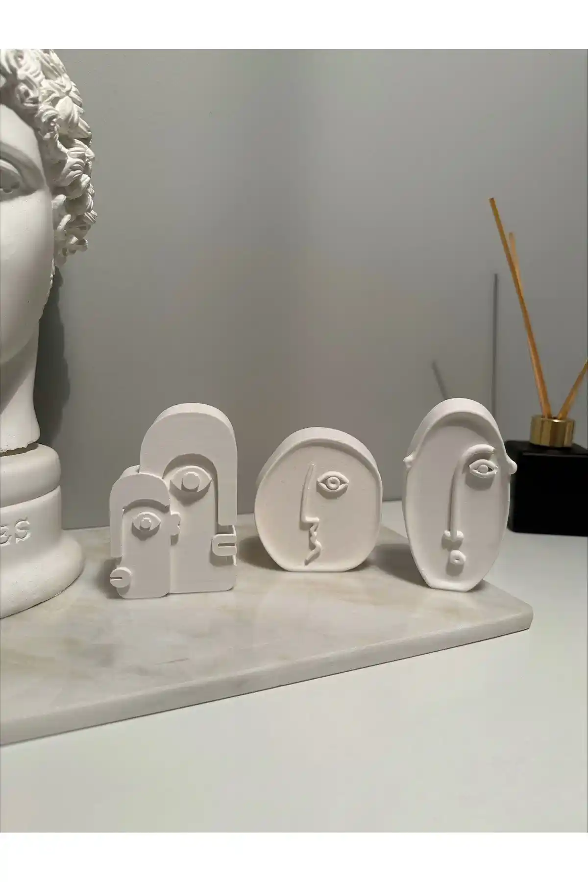 Bautinq Store İskoç Minimal Yüzü Beton Modern Dekoratif Heykel Parçası