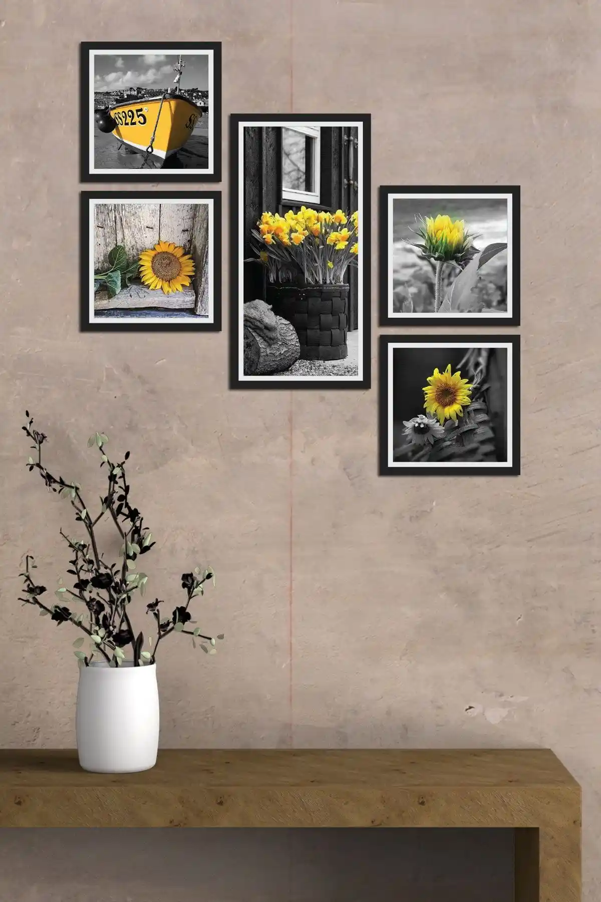 Cadran Collage Style 5 Parçalı MDF Tablo ile Modern ve Estetik Duvar Dekoru