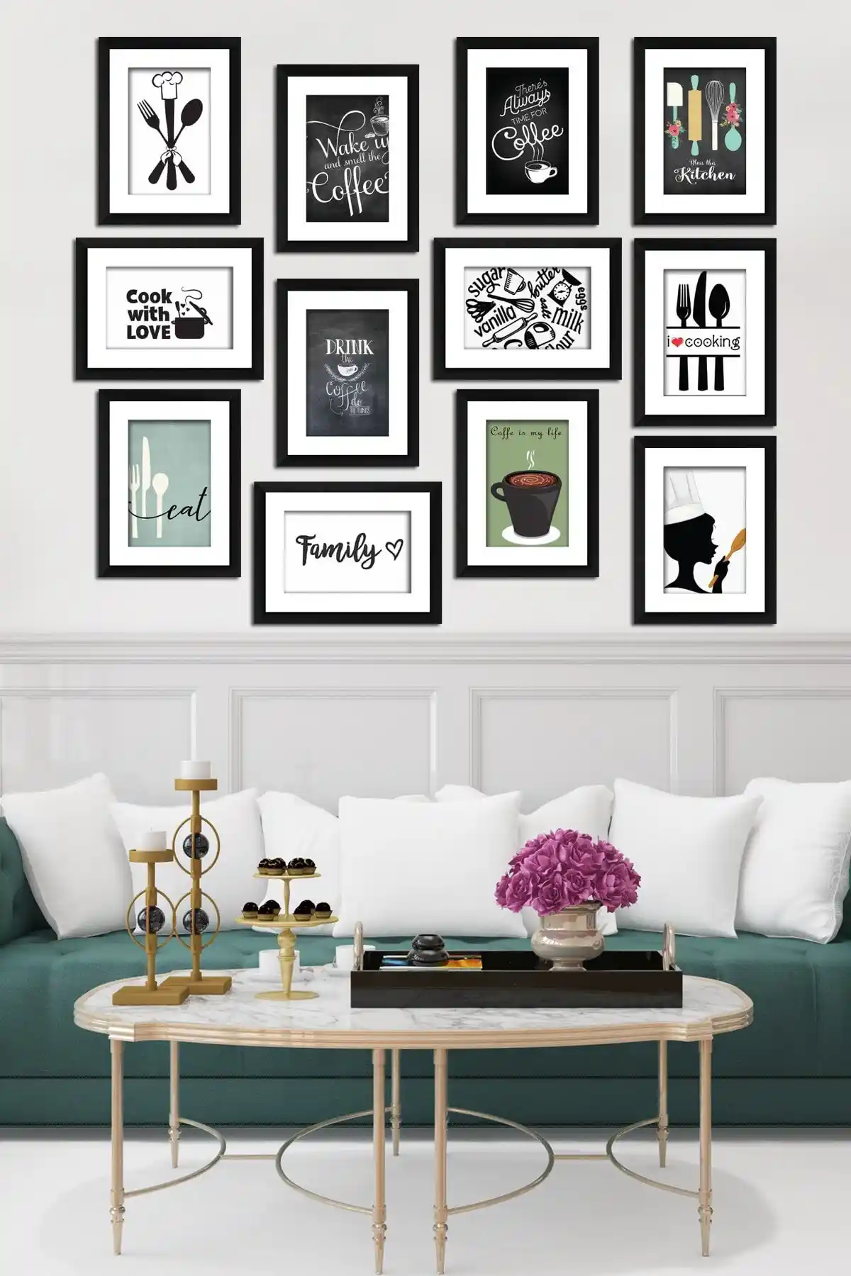 Cadran Modern Stil MDF Tablo Seti 12 Parçalı Şık ve Dayanıklı Dekorasyon Ürünü