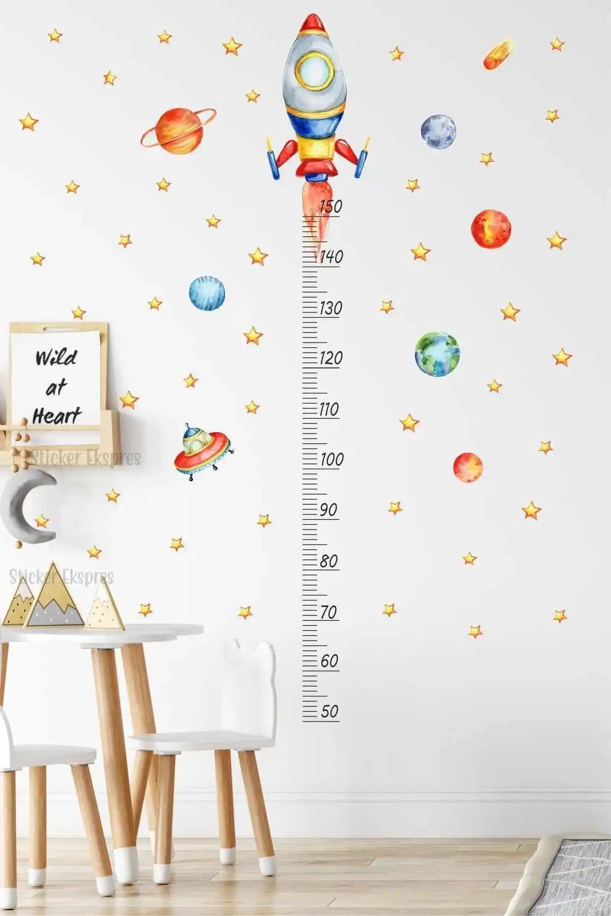 Çocuk Odası İçin Uzay ve Roket Temalı Duvar Sticker Seti Yüksek Kaliteli Dekorasyon