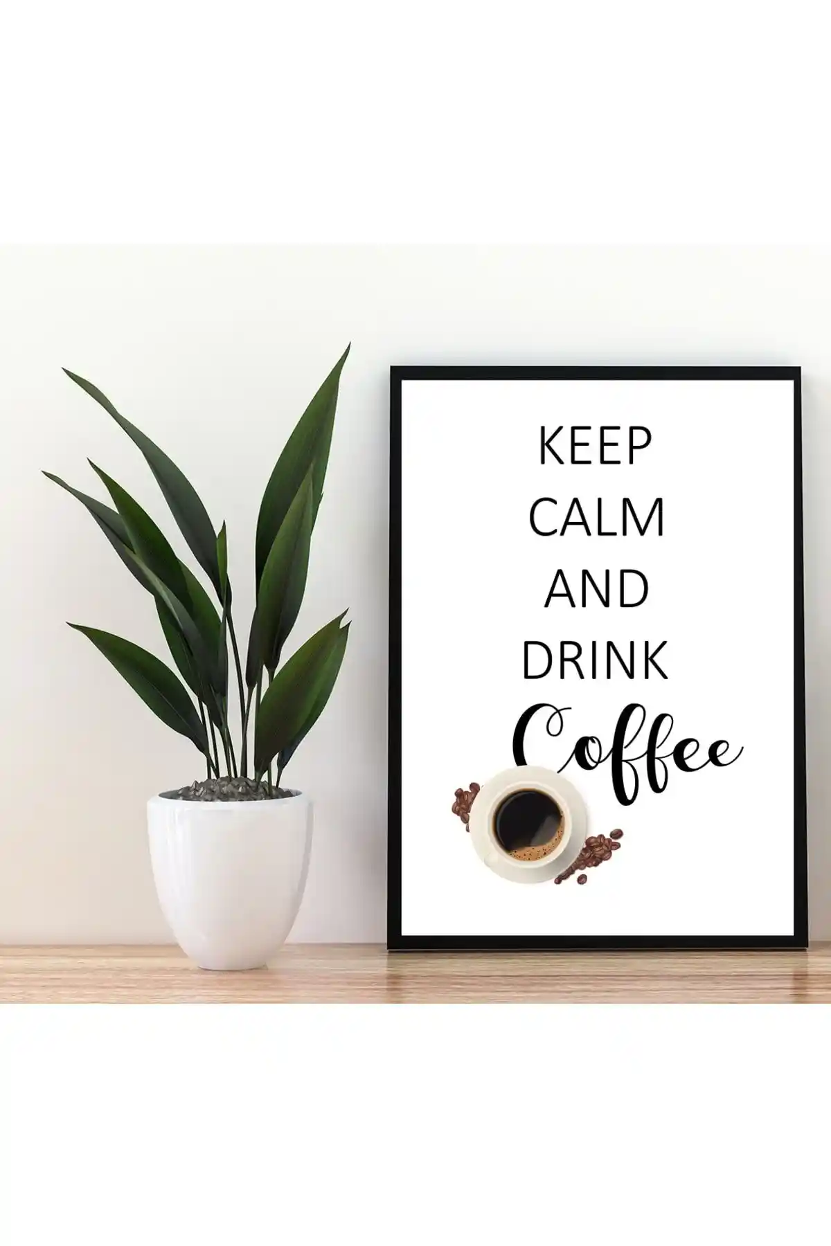 Deephediyem Siyah MDF Duvar Tablosu Keep Calm And Drink Coffee Dekorasyon Parçası