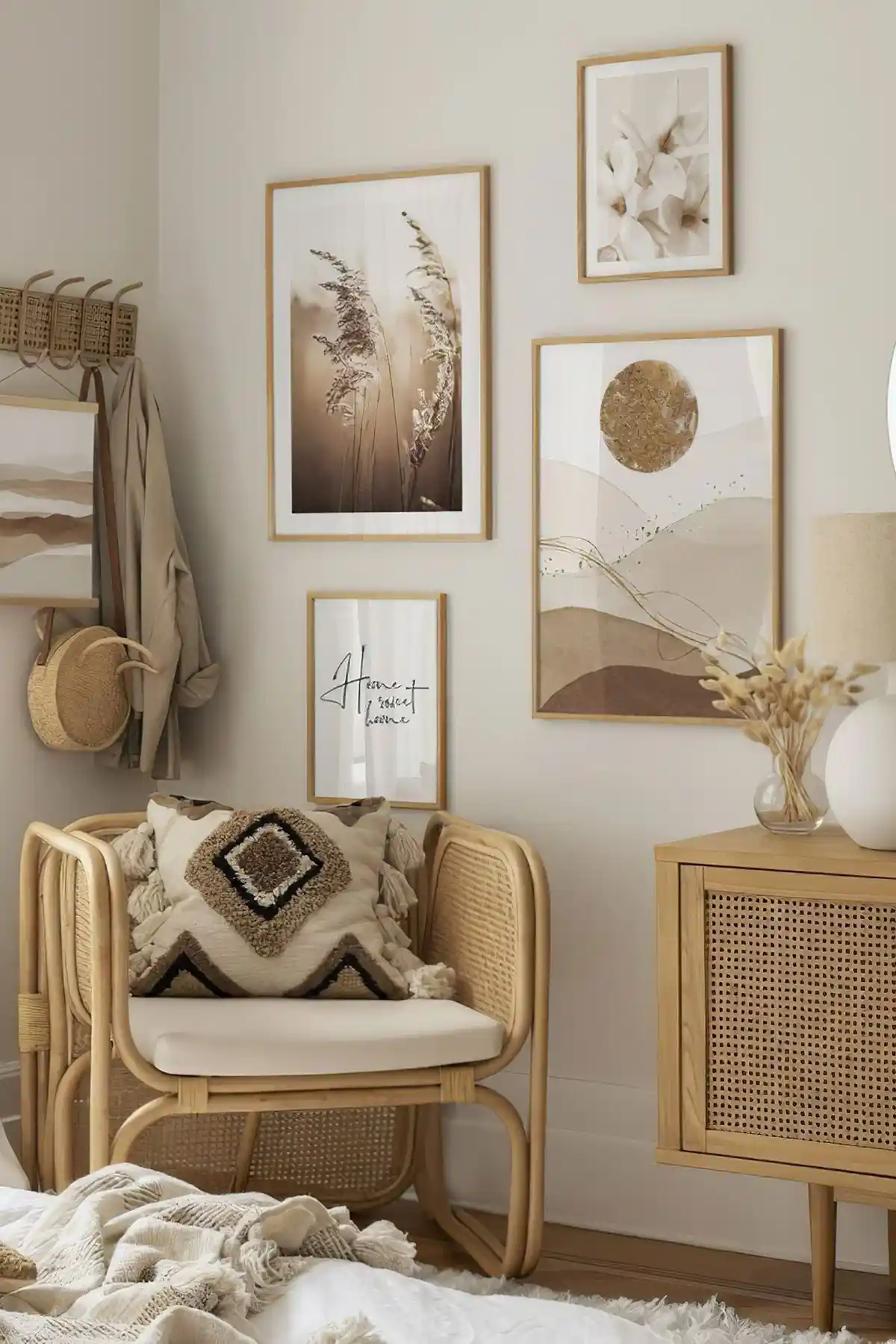 Dekorsiahome MDF Çerçevesiz Bej Tablo Seti Modern ve Şık Dekorasyon Çözümü