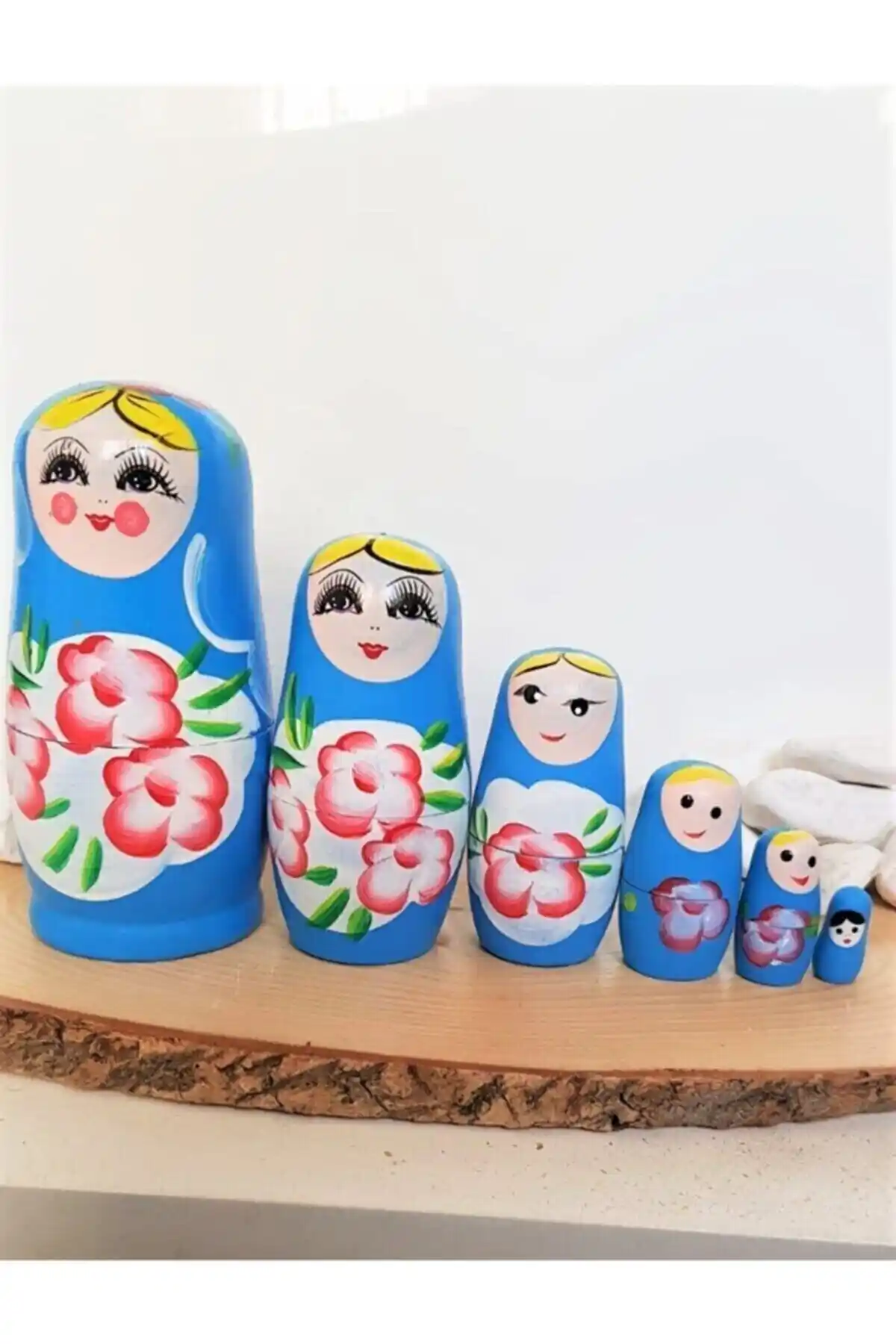 Doğal Ahşap Matruşka Bebek Seti Çocuk Odası Dekorasyonu ve Gelişim Destekleyici Ürün