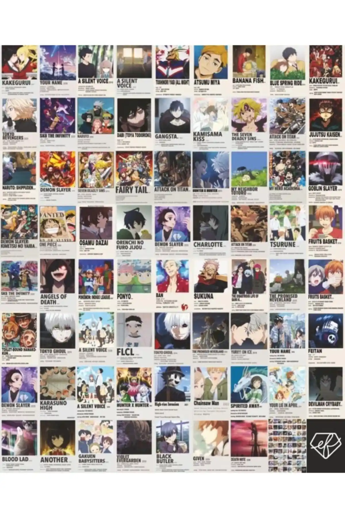 Ef Butik Renkli Anime Kolaj 70'li Poster Duvar Kağıdı Seti Modern ve Dinamik Dekorasyon