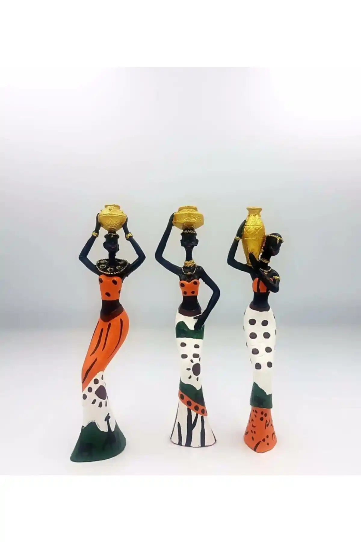 Elis Atölye Afrikalı Kadın Biblo Seti Modern ve Şık Dekorasyon Parçası