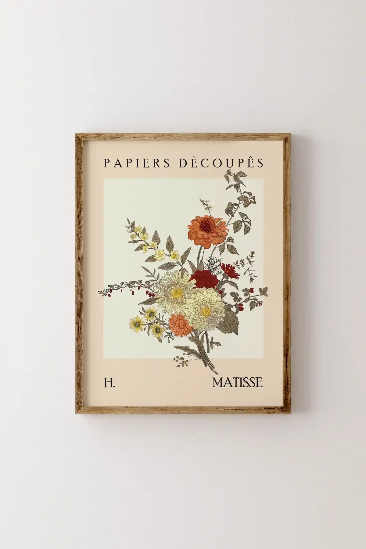 Epiqart Çiçekler Ahşap Desenli Çerçeve Modern ve Şık Dekorasyon İçin Uygun