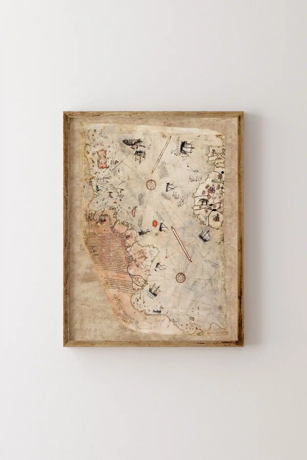 Epiqart Piri Reis Dünya Haritası Ahşap Çerçeveli Sanat Eseri Dekorasyon Ürünü